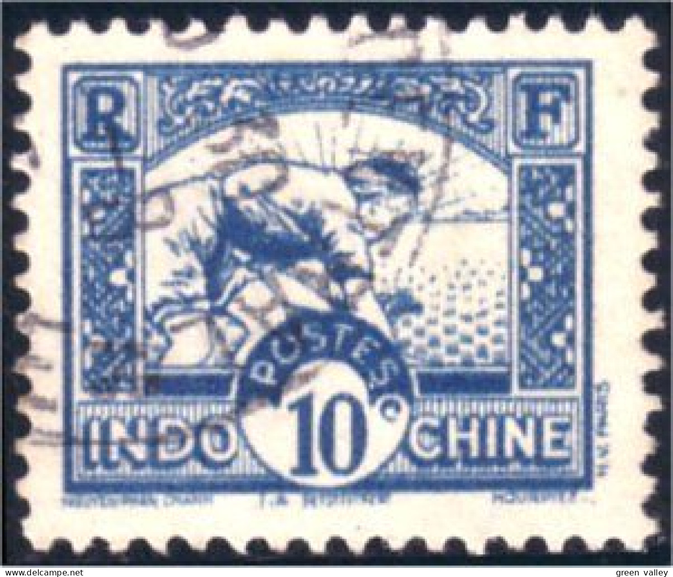 379 Indochine 10c Riziere Rice Field (f3-CHI-48) - Usati