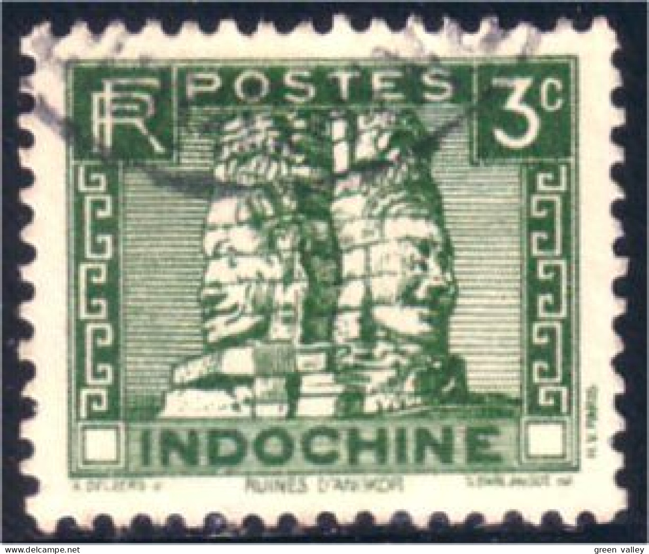 379 Indochine 3c Bayon D'Angkor (f3-CHI-43) - Usati