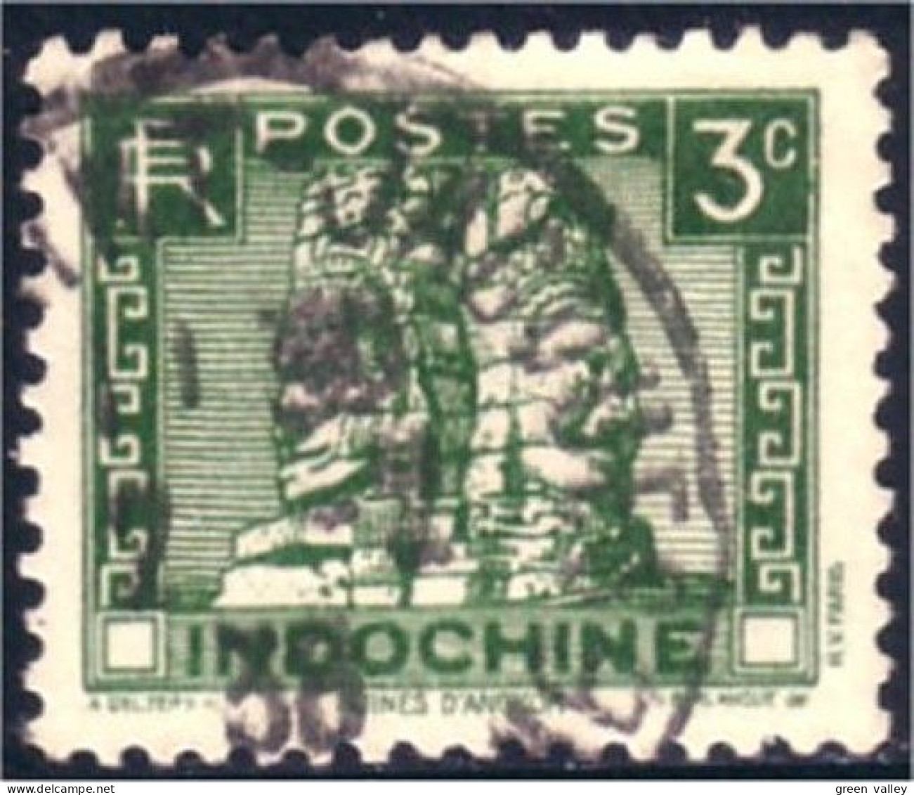 379 Indochine 3c Bayon D'Angkor Tres Beau (f3-CHI-42) - Used Stamps