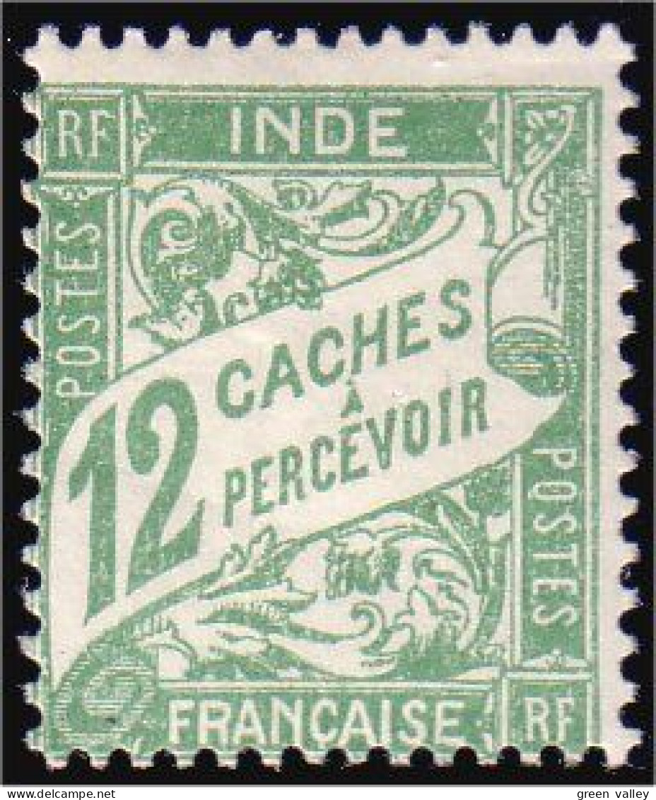 378 Inde Francaise Taxe 12 Ca MH * Neuf (f3-EIN-82) - Unused Stamps