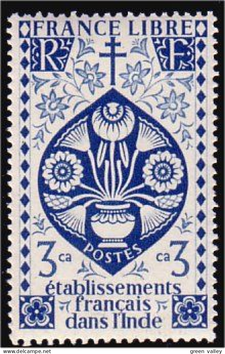 378 Inde Francaise 3 Ca MH * Neuf (f3-EIN-60) - Ungebraucht