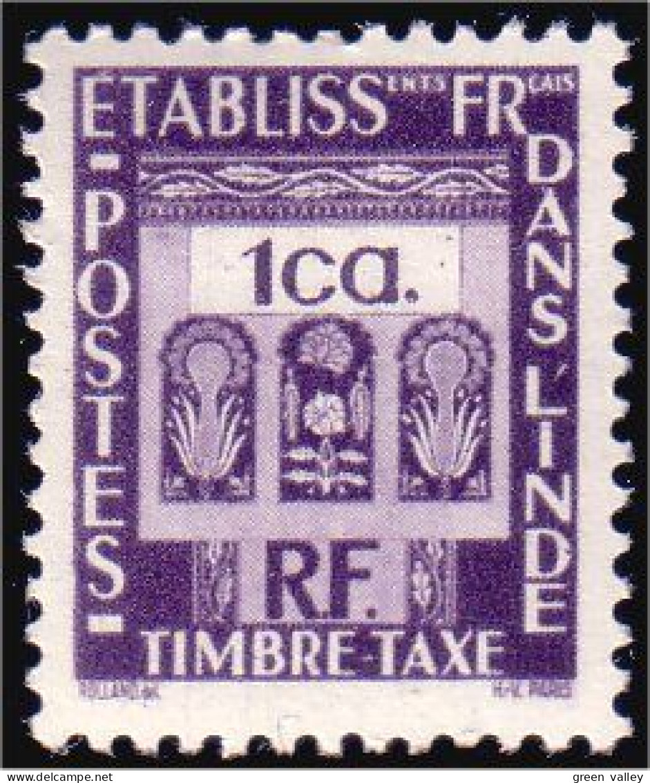 378 Inde Francaise Taxe 1 Ca MH * Neuf (f3-EIN-83) - Unused Stamps