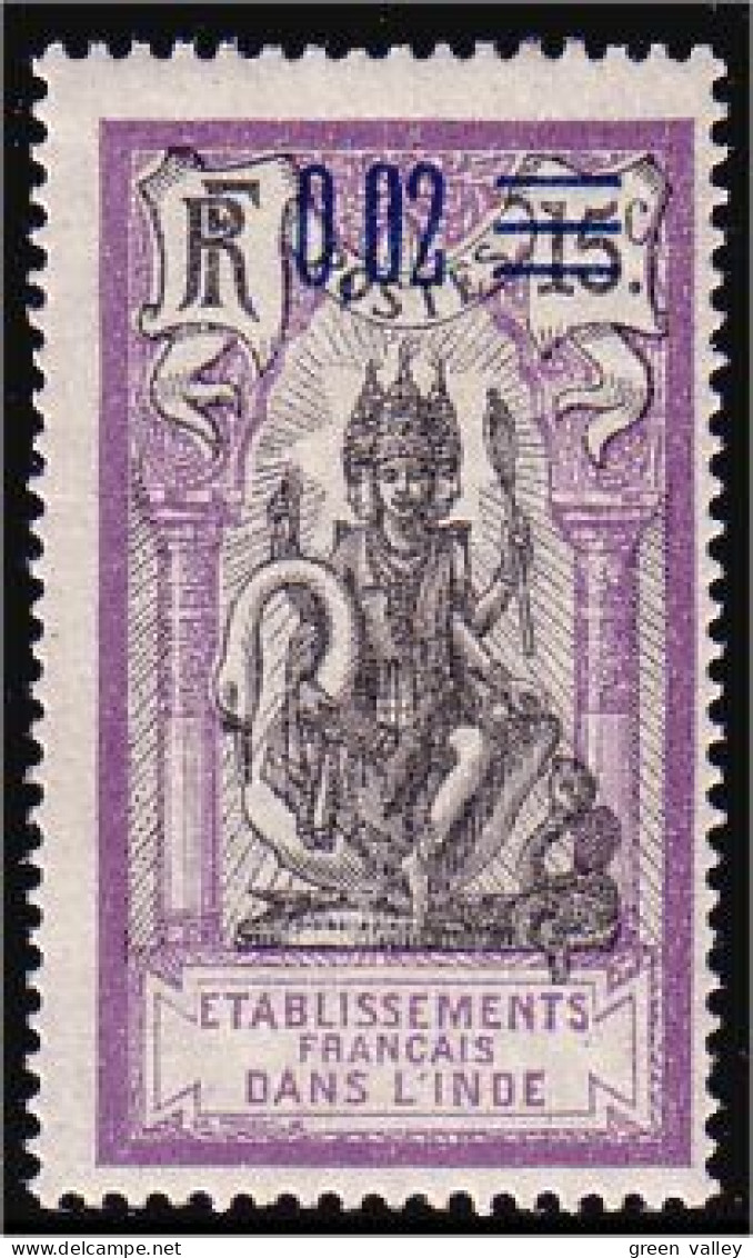 378 Inde Francaise Surcharge 0.02 MH * Neuf (f3-EIN-33) - Neufs