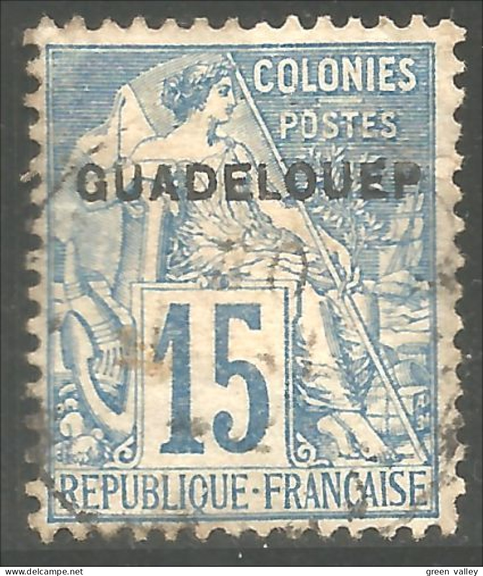 377 Guadeloupe 1891 15c Bleu Surcharge GUADELOUEP Yvert 19D 129 Euros (f3-GUA-70) - Neufs