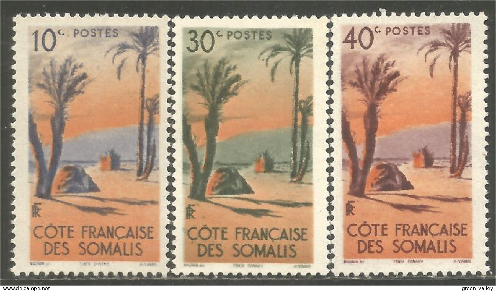 375 Cote Des Somalis 1947 10c 30c 40c Tente Danakil MH * Neuf (f3-CDS-53) - Neufs