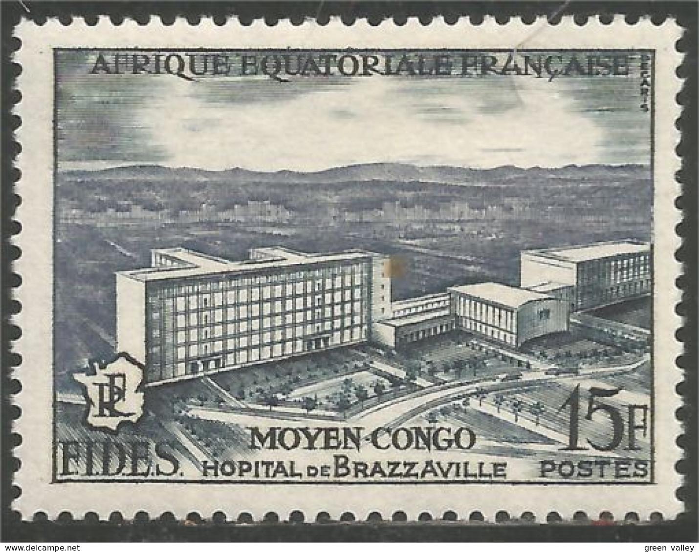 372 AEF 1956 FIDES Hopital Brazzaville MH * Neuf Légère CH (f3-AEF-301) - Medicina