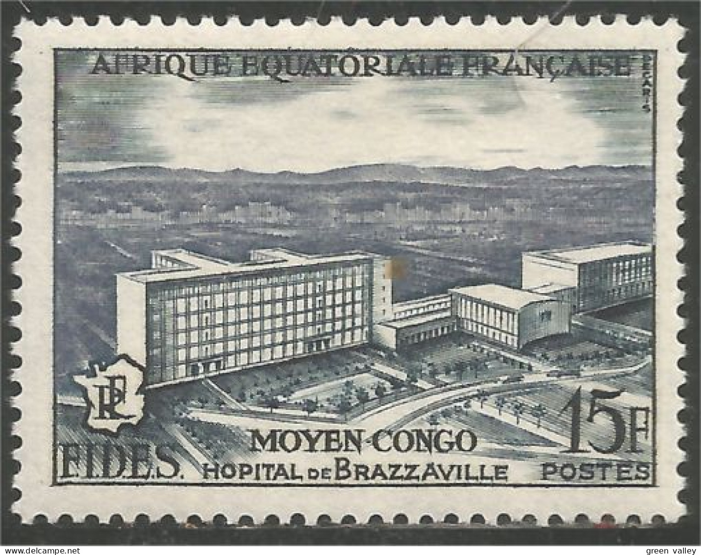 372 AEF 1956 FIDES Hopital Brazzaville MH * Neuf Légère CH (f3-AEF-301) - Medicine