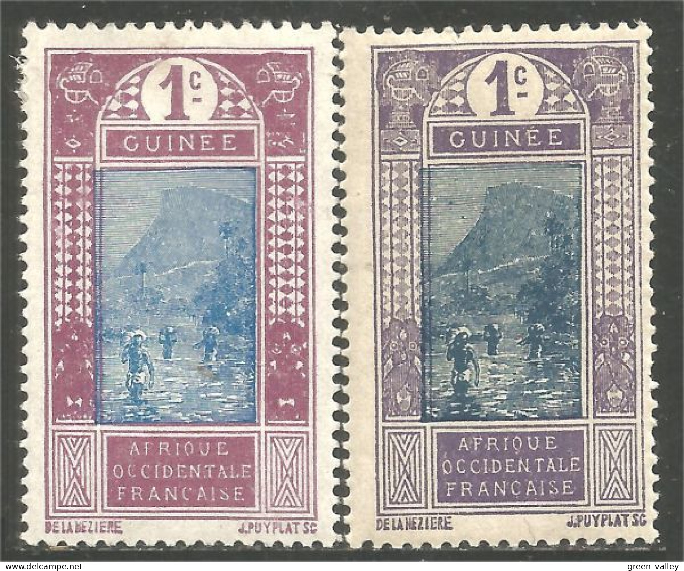 372 AEF Guinée 1c 1913 Deux Variétés De Couleur MNH/MH **/* Neuf /CH (f3-AEF-239) - Unused Stamps