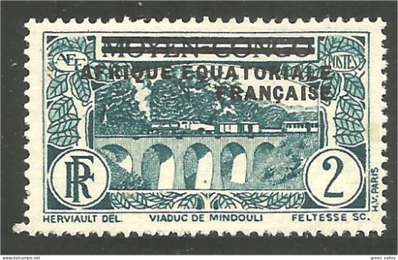 372 AEF 1936 Congo Surcharge Pont Mindouli Bridge Brucke MH * Neuf (f3-AEF-227) - Puentes