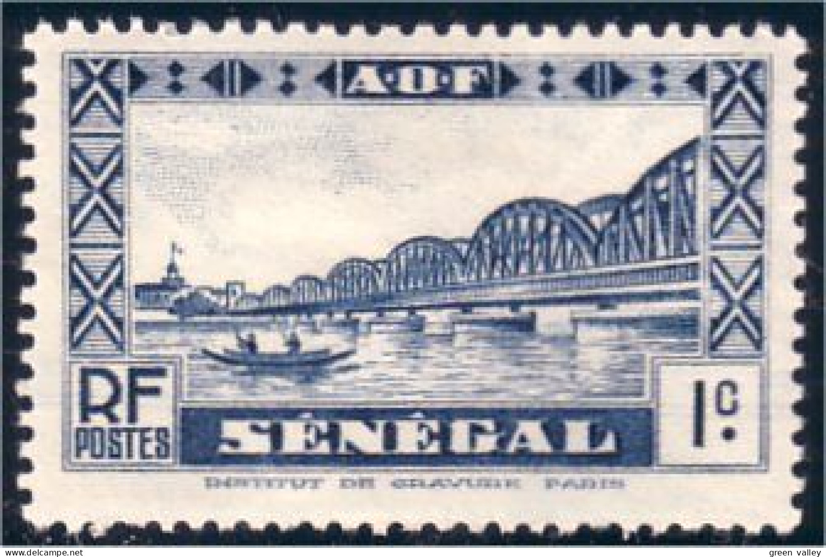 372 AEF Pont Bridge Senegal Barque Bateau Boat Schiff Barco MH * Neuf (f3-AEF-167) - Puentes