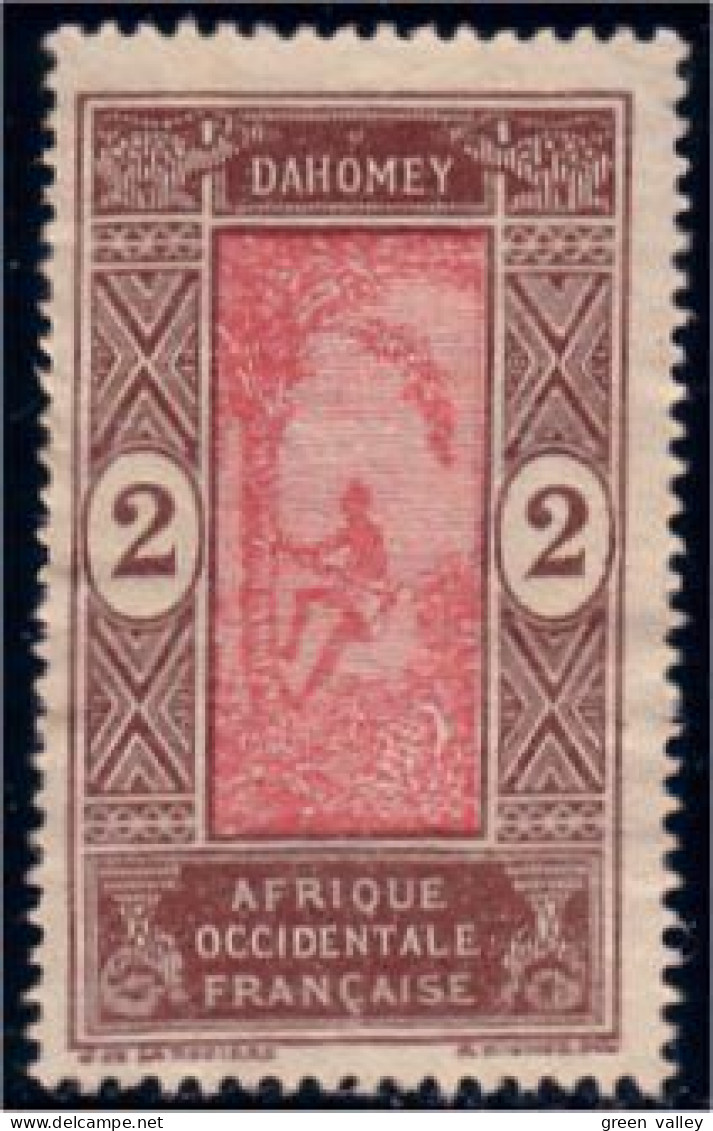 372 AOF 2c Dahomey Cocotier Sans Gomme CH (f3-AEF-123) - Unused Stamps