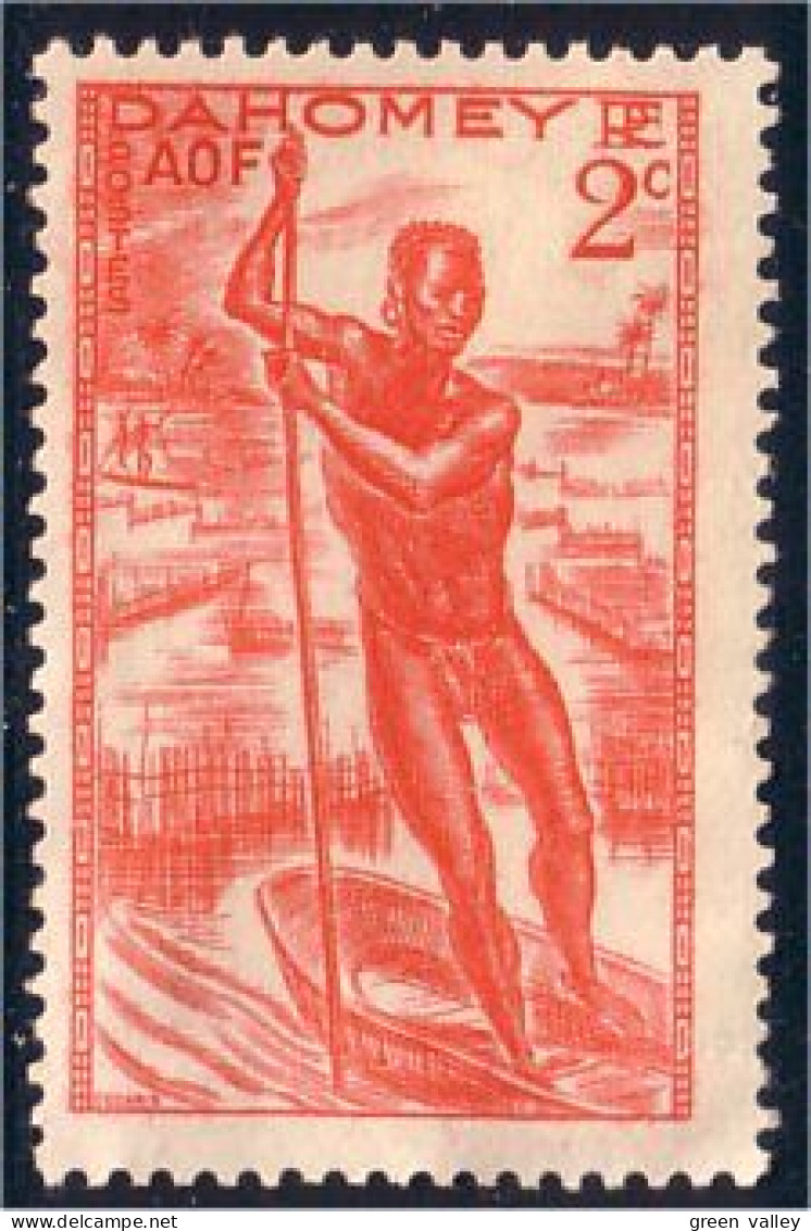 372 AOF 2c Dahomey Pecheur Fisherman Sans Gomme Barque Bateau Boat (f3-AEF-109) - Nuovi