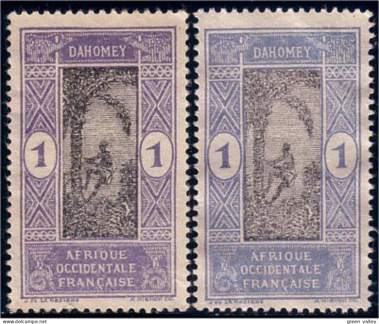 372 AOF 1c Dahomey Cocotier Deux Couleurs Bleu Et Violet Neufs Sans Gomme(f3-AEF-119) - Neufs