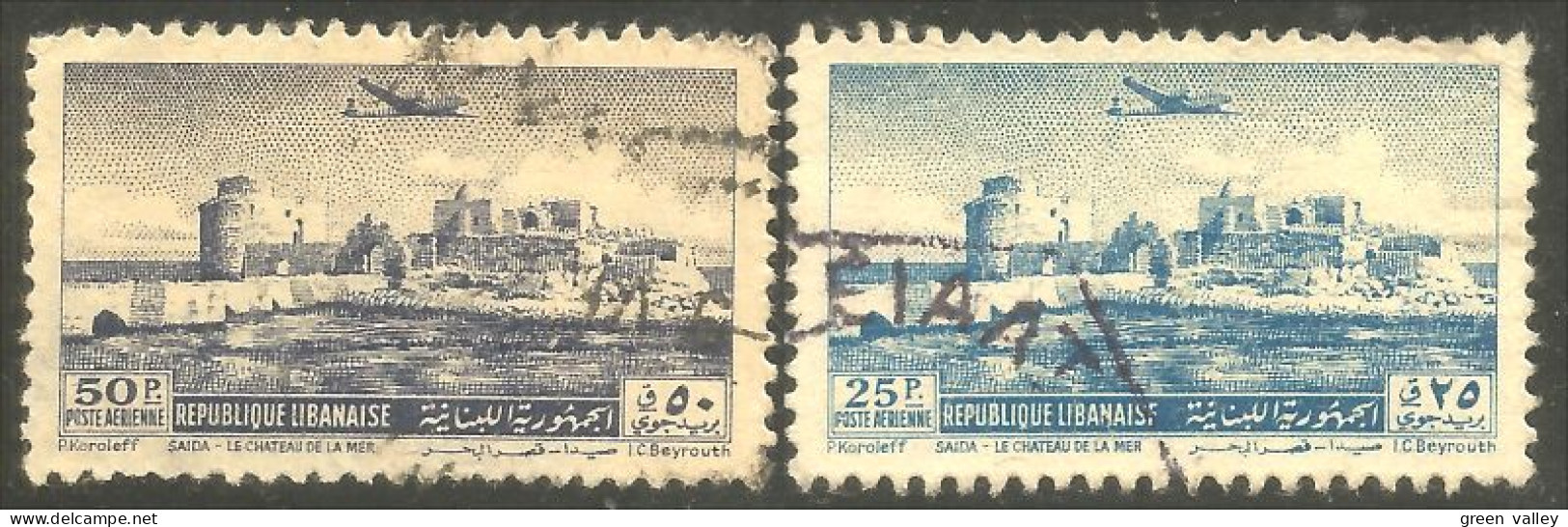 371 Grand Liban Chateau De La Mer Castle Airmail (f3-ALA-56) - Usados