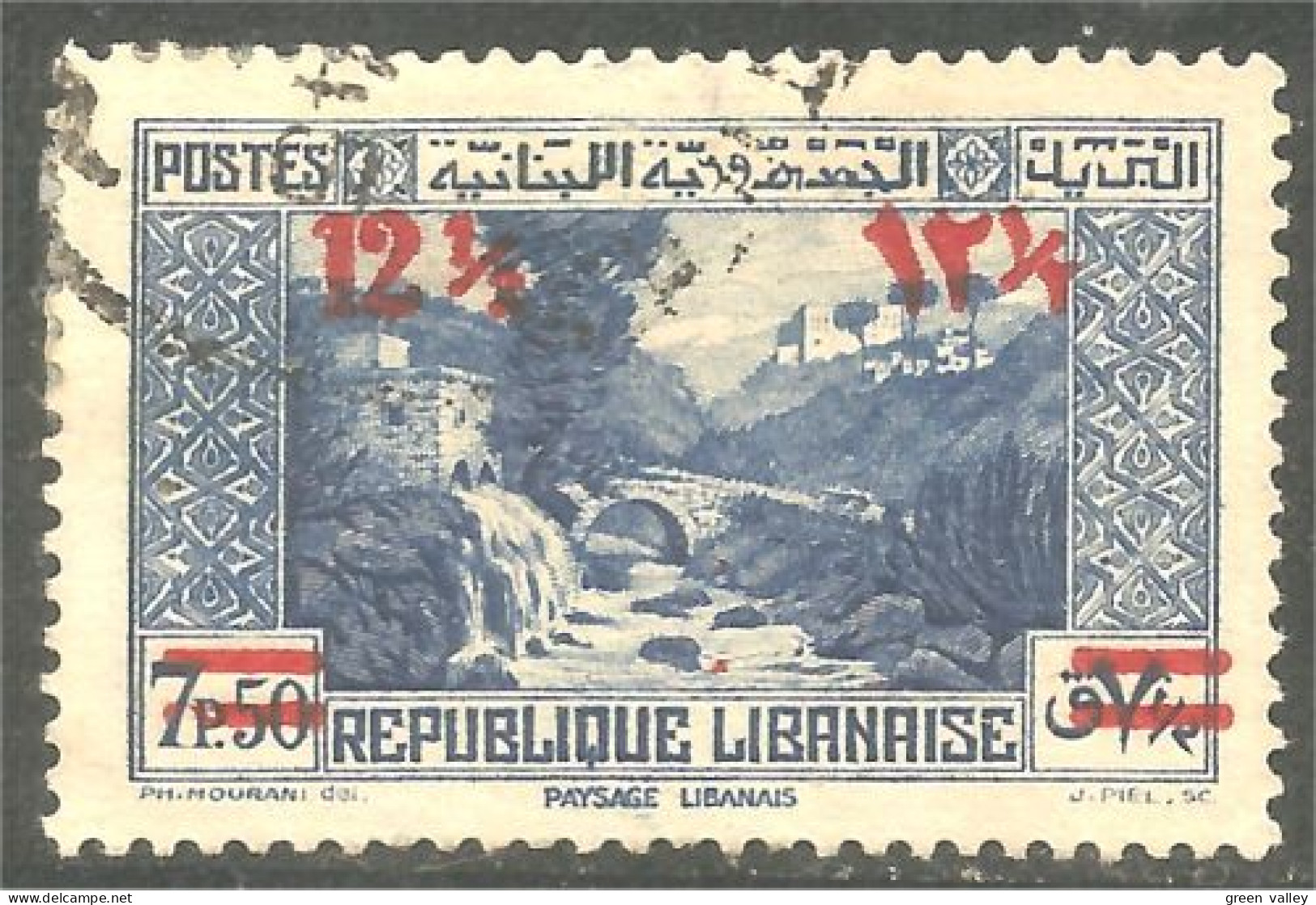 371 Grand Liban 1938 Paysage Landscape 12 1/2 Surcharge (f3-ALA-49) - Usati