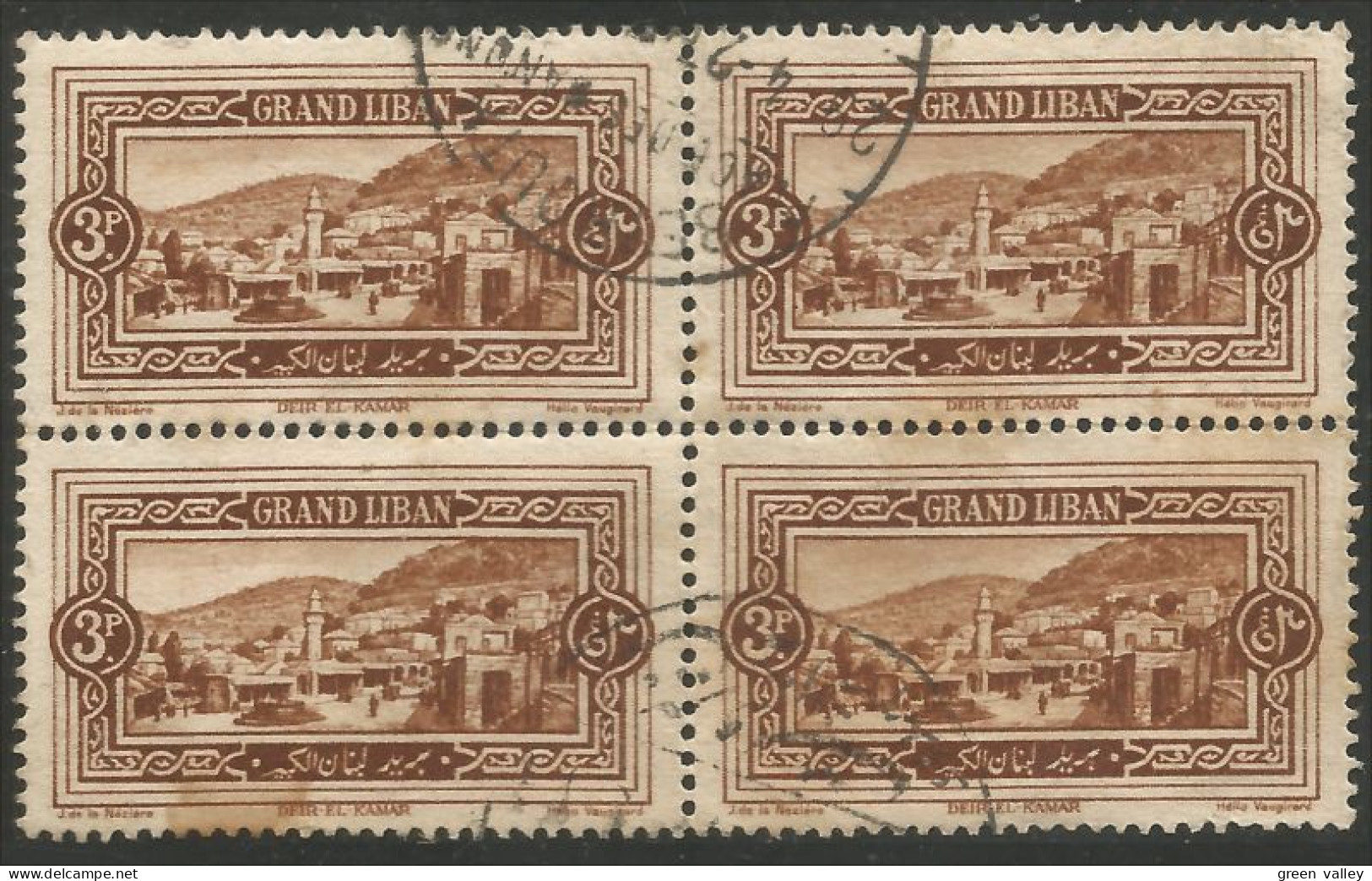 371 Grand Liban 1925 3 Piastres Deir El Kamah Bloc/4 (f3-ALA-32) - Aerei