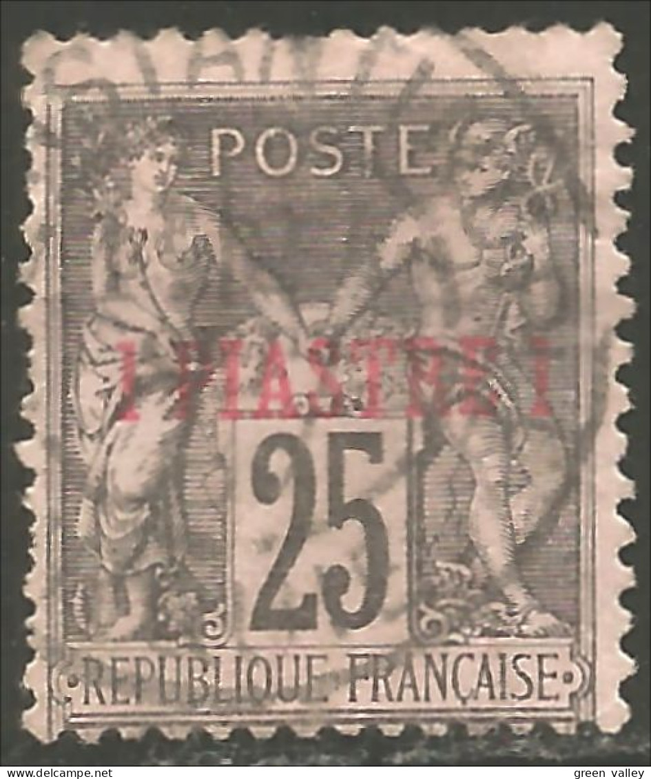 371 Levant 1886 Surcharge 1 Piastre Sur 25c (f3-ALA-24) - Used Stamps