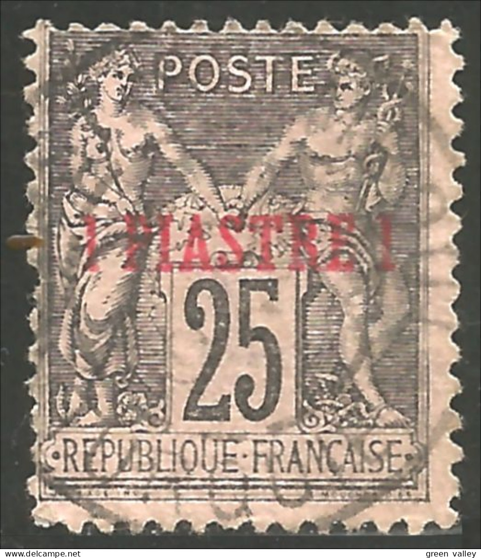 371 Levant 1886 Surcharge 1 Piastre Sur 25c Noir (f3-ALA-18) - Gebraucht