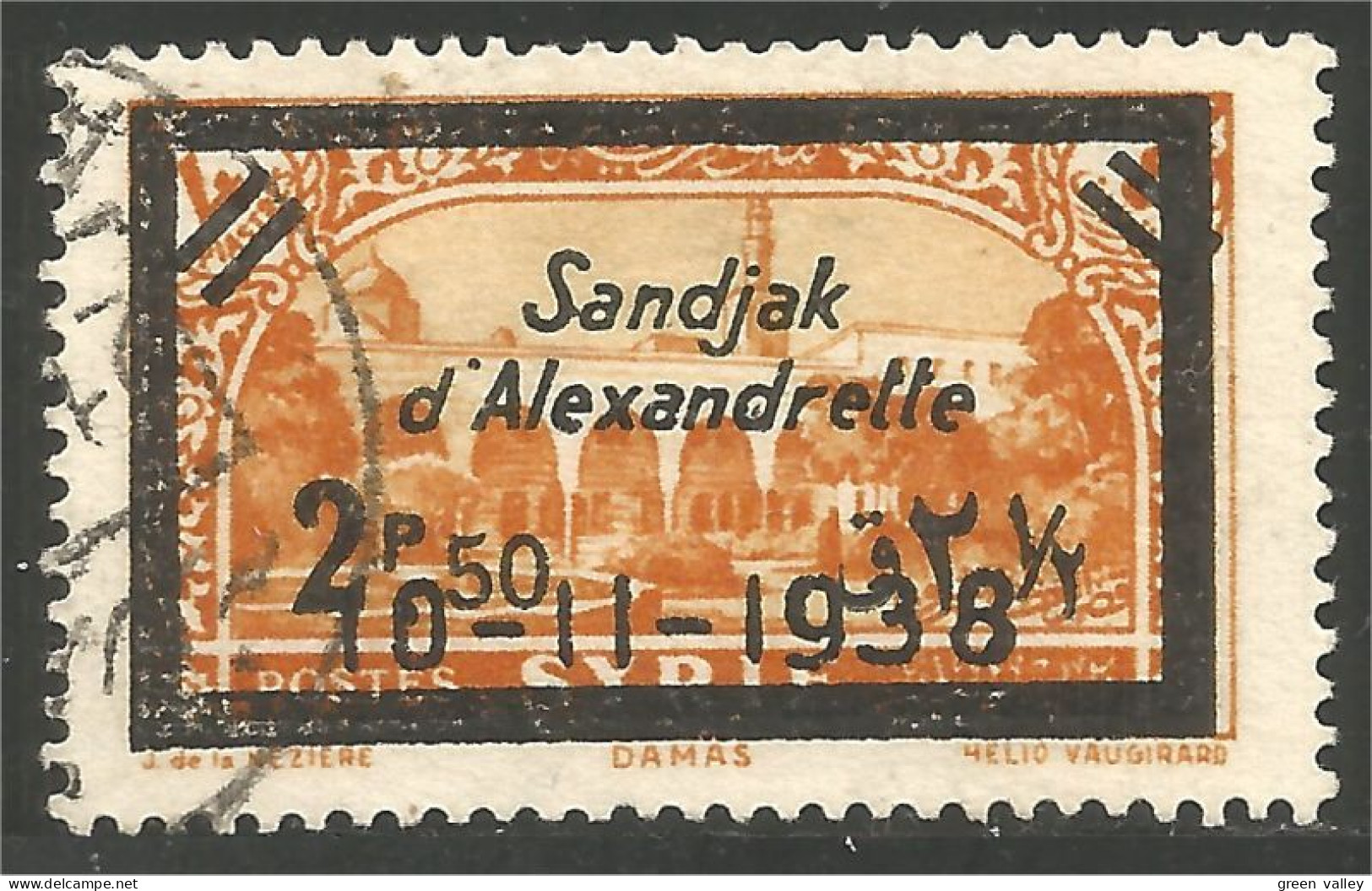 369 Sandjak D'Alexandrette Yv 15 10-11-1938 Surcharge 2f50 Sur 4p Centrage Parfait (f3-ALE-1) - Usati