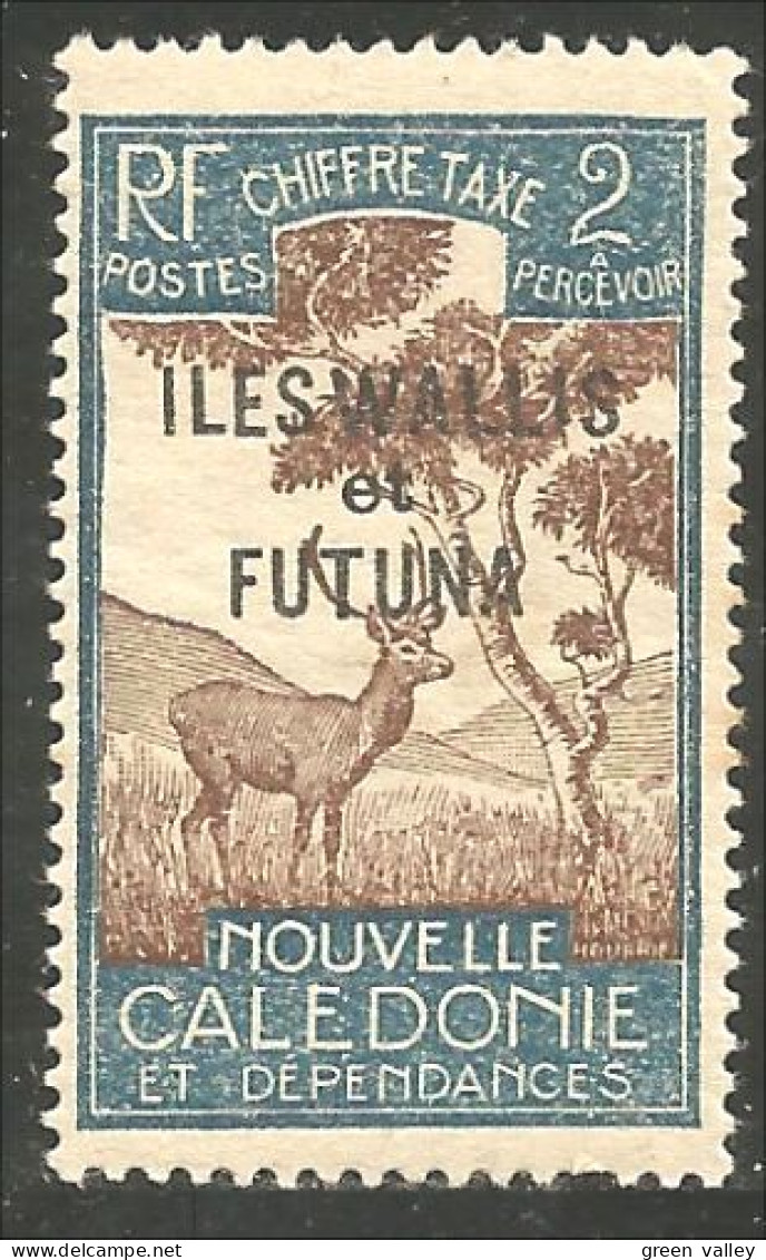 391 Wallis Futuna 2c Chevreuil Deer Surcharge Overprint MH * Neuf (f3-WF-74) - Game