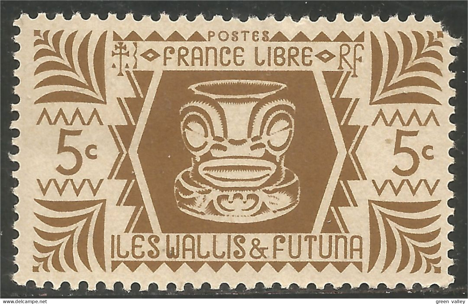 391 Wallis Futuna France Libre 5c Masque Mask MNH ** Neuf (f3-WF-62) - Ungebraucht