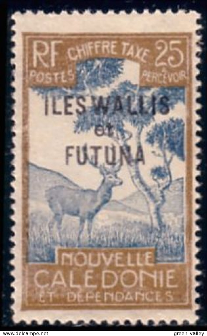 391 Wallis Futuna 25c Chevreuil Deer Surcharge Overprint MH * Neuf (f3-WF-45) - Portomarken