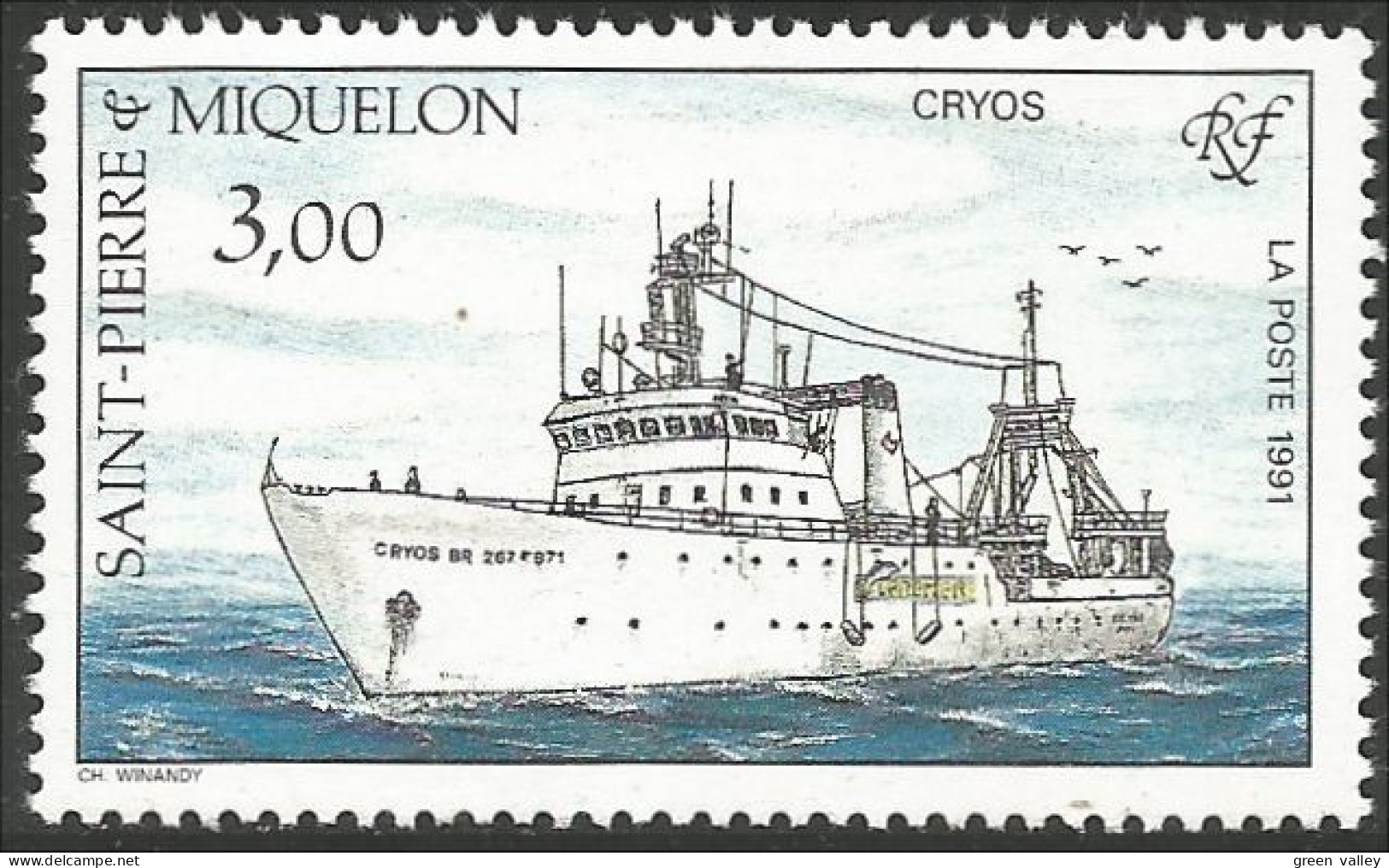 390 St-Pierre Miquelon Bateau Cryos Ship Boat MNH ** Neuf (f3-SPM-129) - Barche