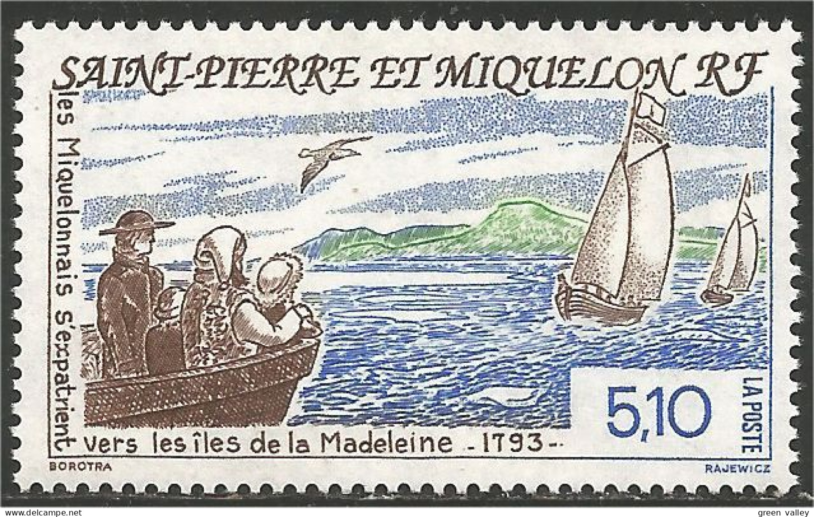 390 St-Pierre Miquelon Bateau Expatriés Voilier Ship Boat Schiff Réfugiés MNH ** Neuf (f3-SPM-118b) - Refugiados