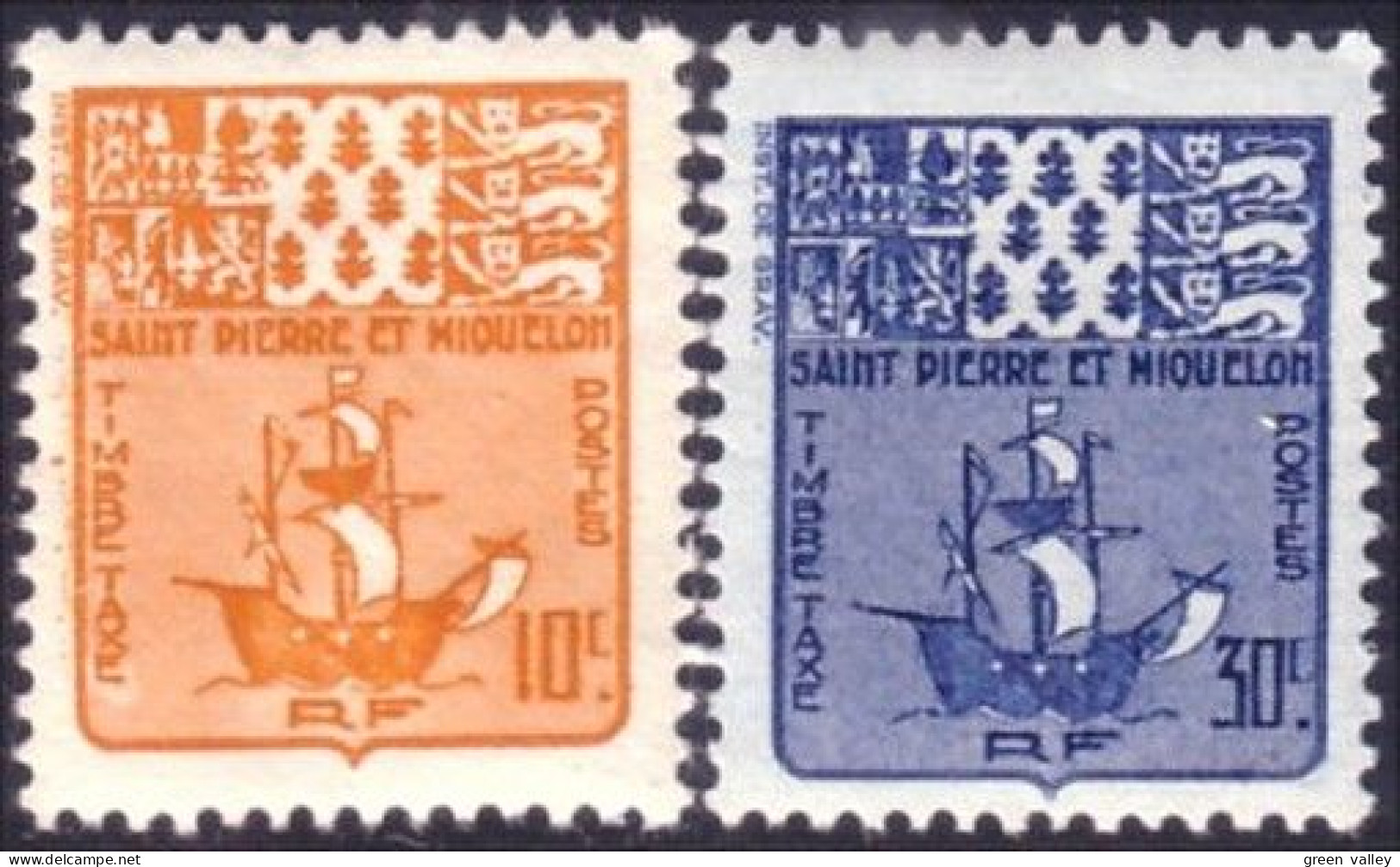 390 St-Pierre Miquelon Armoiries Voiliers Sailing Ship Coat Of Arms MH * Neuf (f3-SPM-98) - Briefmarken