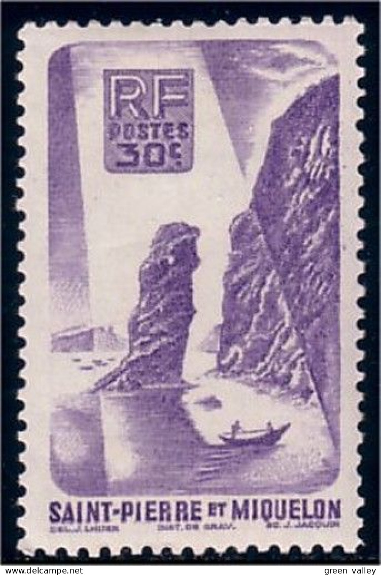 390 St-Pierre Miquelon 30c Roc Langlade Rock MH * Neuf (f3-SPM-86) - Unused Stamps