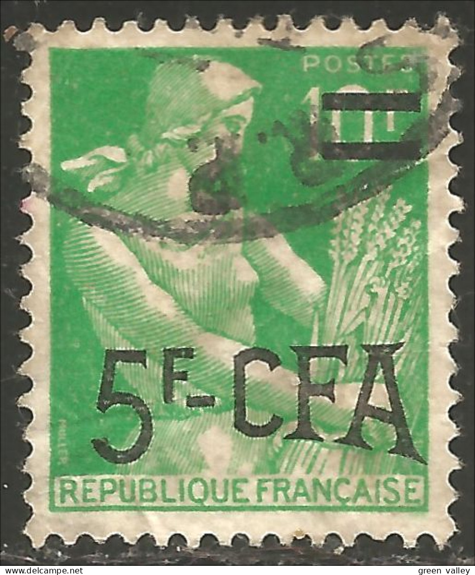 387 Réunion 1957 5f Surcharge Semeuse (f3-REU-72) - Oblitérés