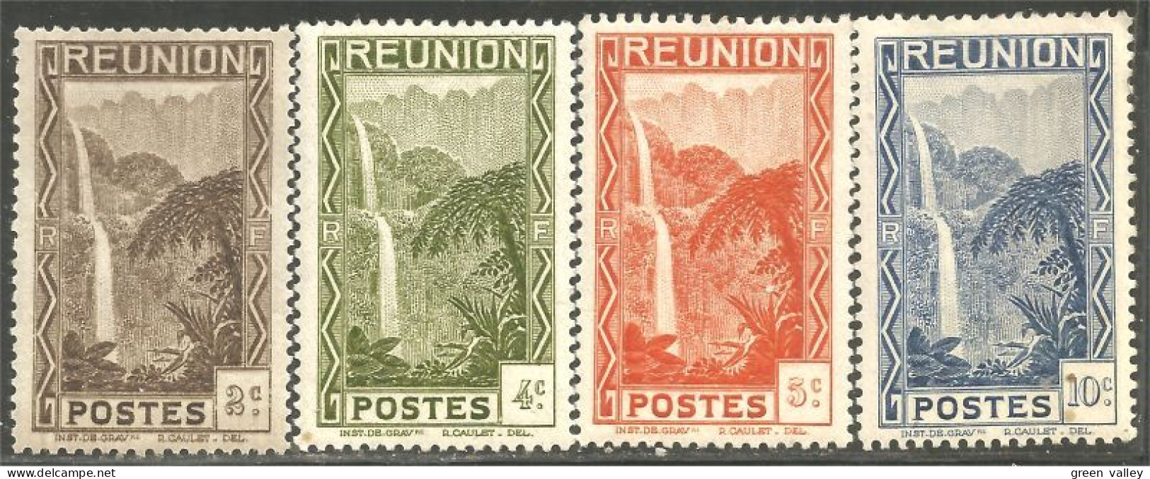 387 Réunion 1933 Cascades Salazie Neufs VLH Charnières Invisibles Sur 4c 5c 10c (f3-REU-80) - Used Stamps