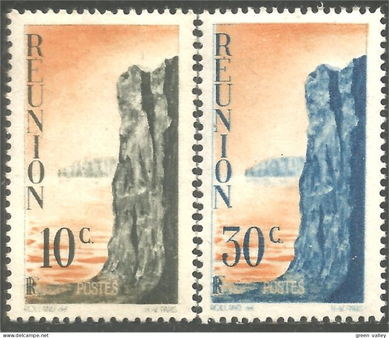 387 Réunion 1947 Falaises Cliffs MH * Neuf (f3-REU-86) - Oblitérés