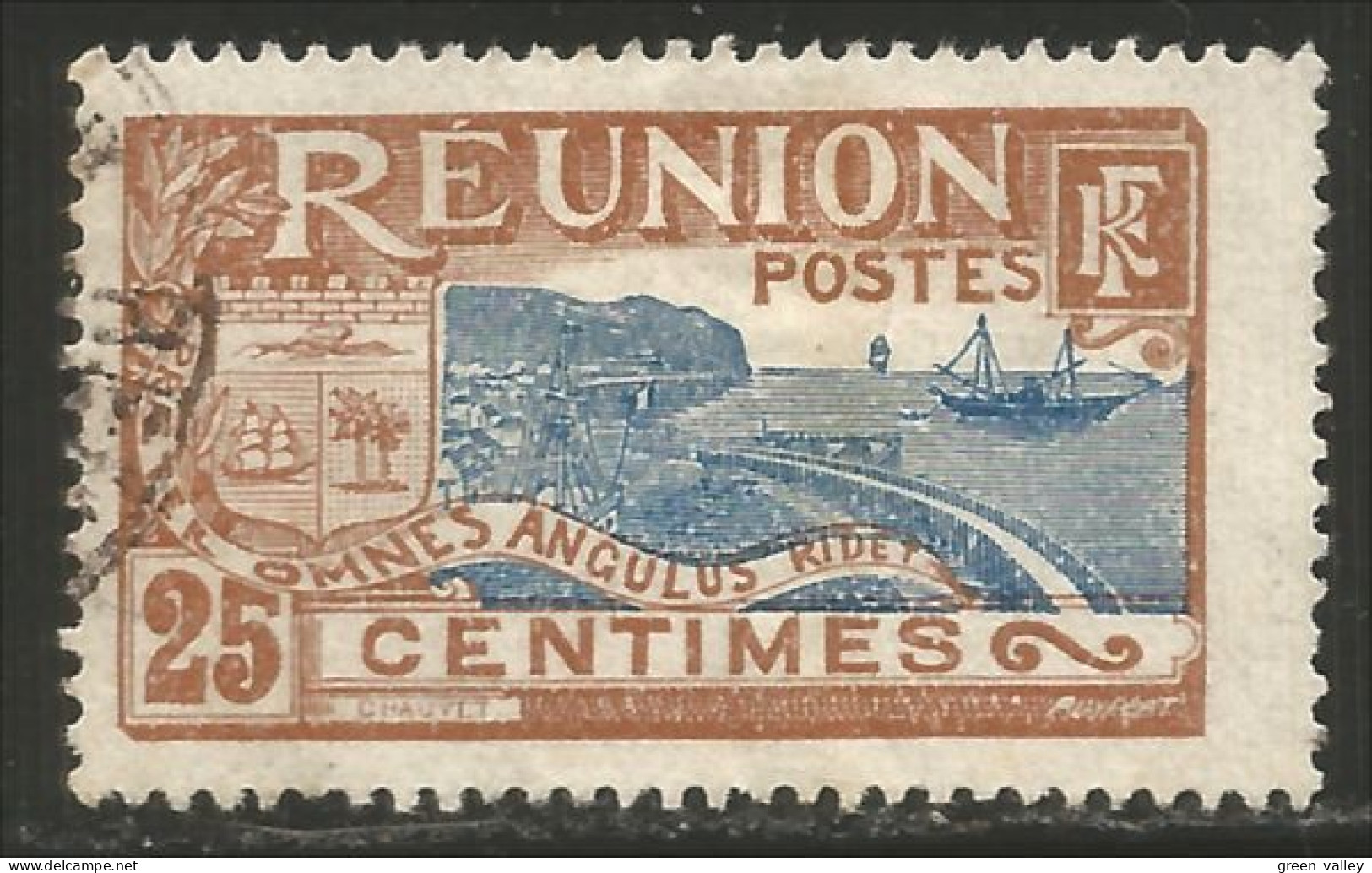 387 Réunion 1907 25c Bleu Lilas (f3-REU-69) - Used Stamps