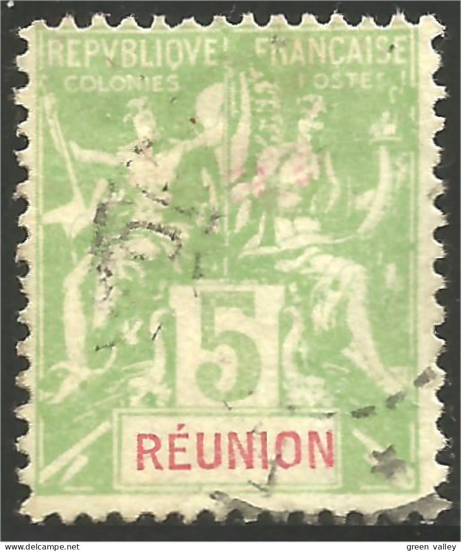 387 Réunion 1900 5c Vert Jaune (f3-REU-68) - Oblitérés