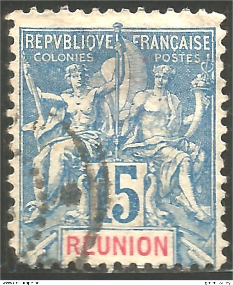 387 Réunion 1892 15c Bleu (f3-REU-61) - Gebraucht