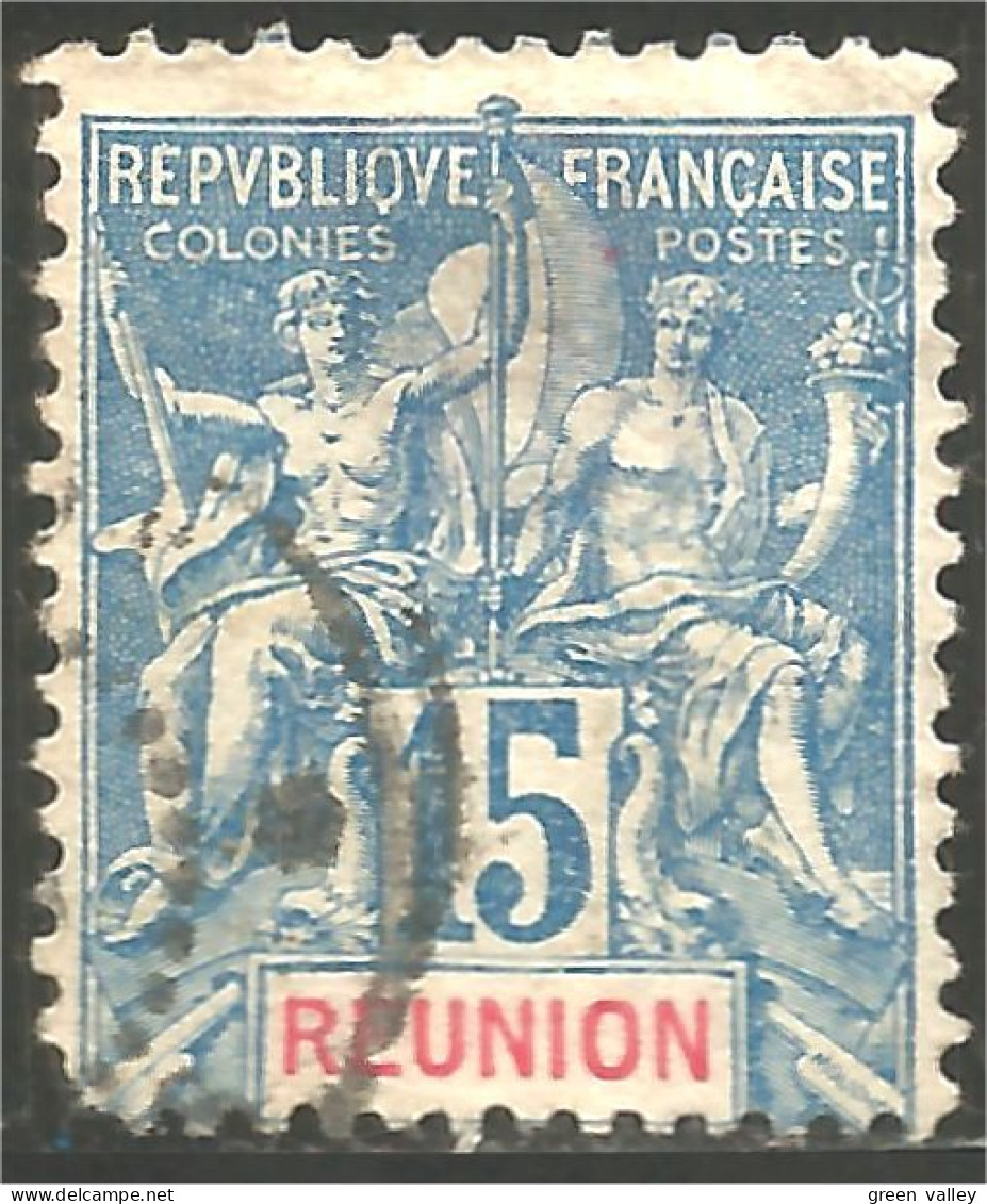 387 Réunion 1892 15c Bleu (f3-REU-61) - Oblitérés