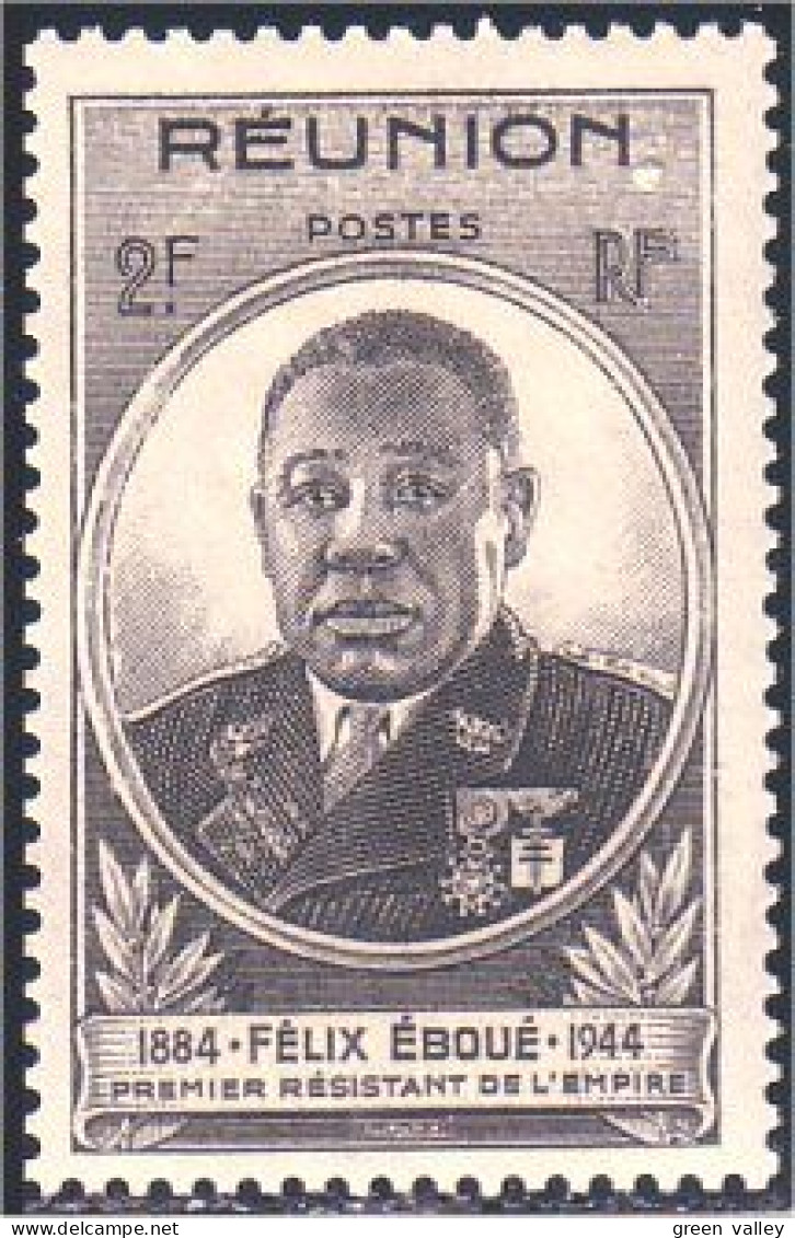 387 Réunion Eboue 2f MH * Neuf (f3-REU-22) - Unused Stamps