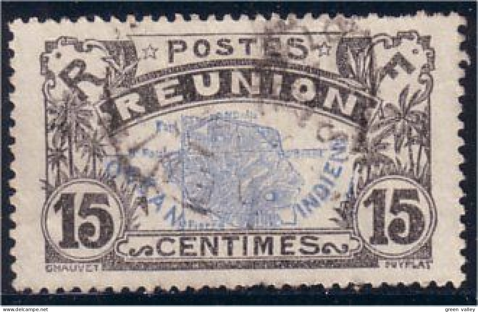 387 Réunion Quinze Centimes (f3-REU-44) - Oblitérés