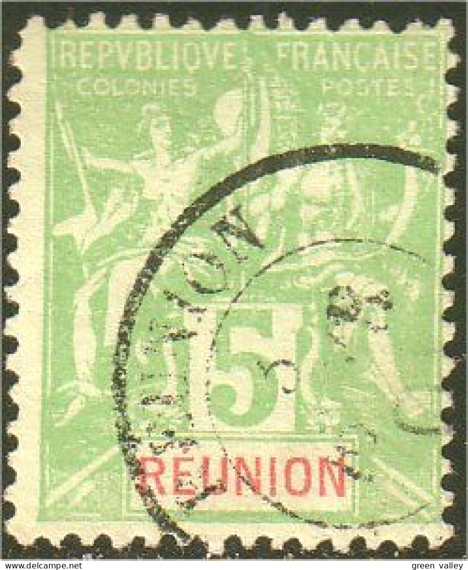 387 Réunion 5c Vert (f3-REU-9) - Gebruikt