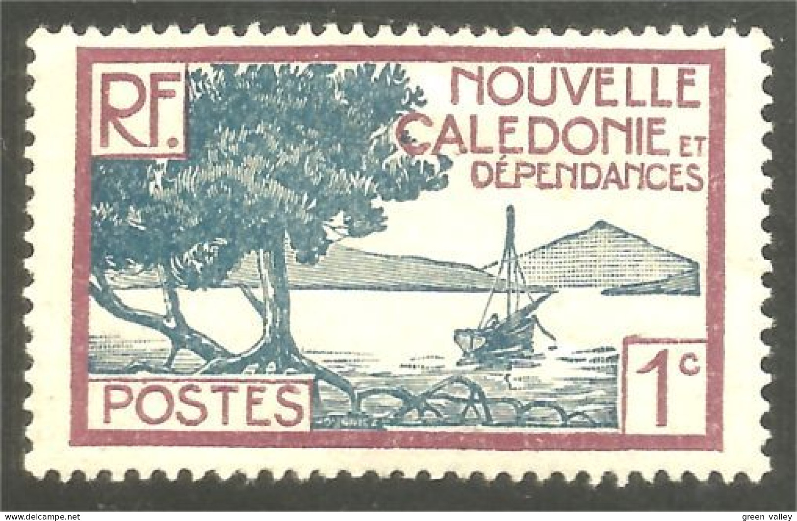 383 Nouvelle Calédonie Pointe Palétuviers Mangrove Bateau Boat MH * Neuf (f3-NC-68) - Barche