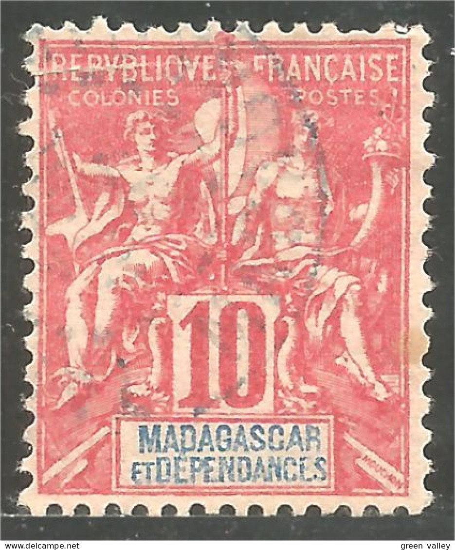 382 Madagascar 1900 10c Rose Sage (f3-MDG-37) - Oblitérés