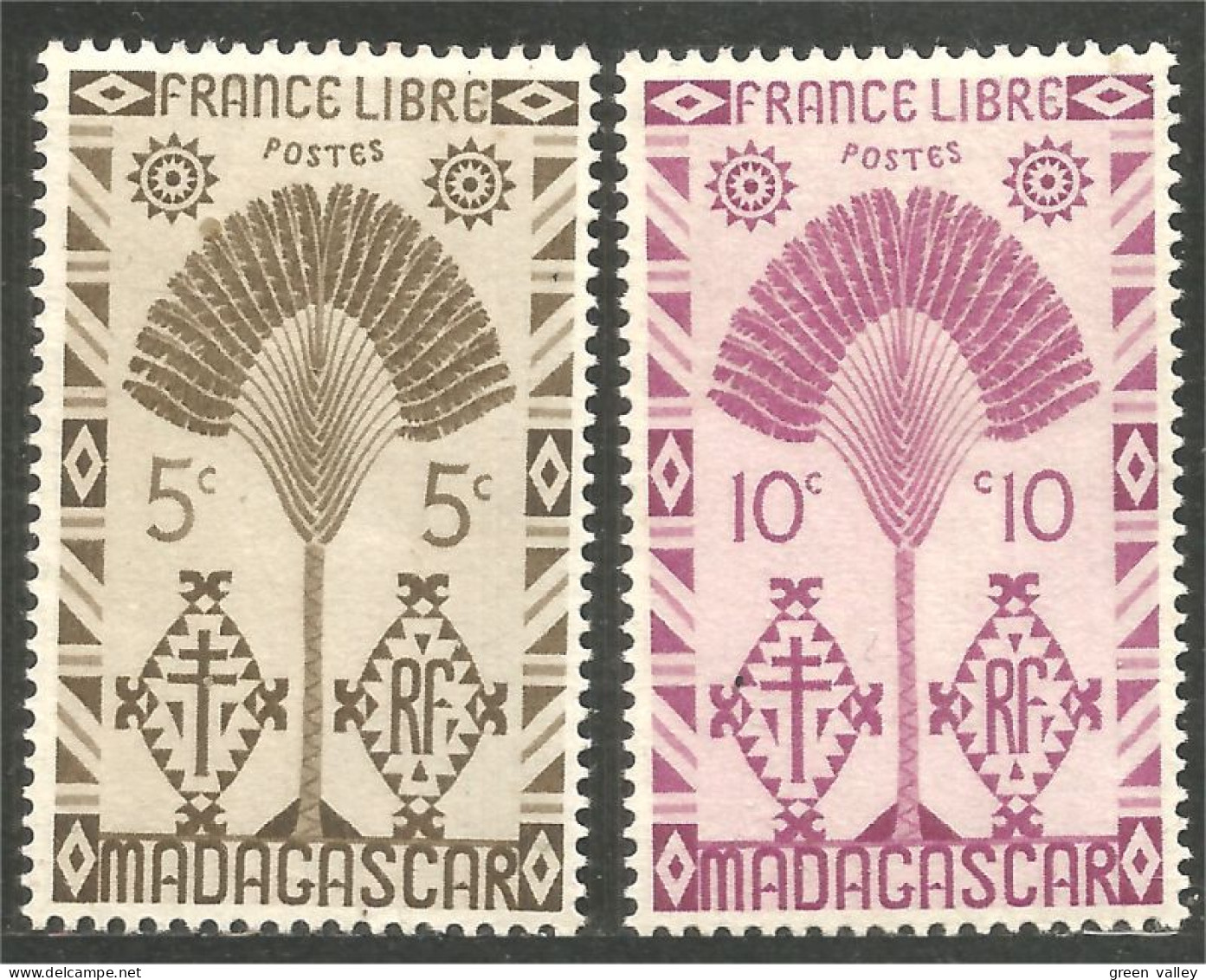 382 Madagascar 1943 Arbre Voyageur Traveller Tree Ravenala MH * Neuf (f3-MDG-44) - Arbres