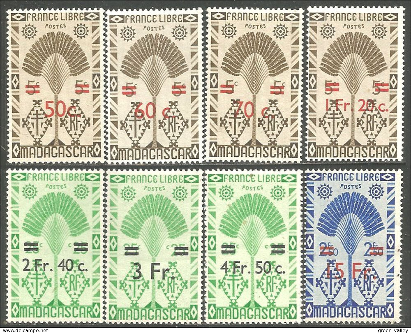 382 Madagascar 1945 Série De Londres Surchargée Complète MNH ** Neuf (f3-MDG-34) - Nuovi