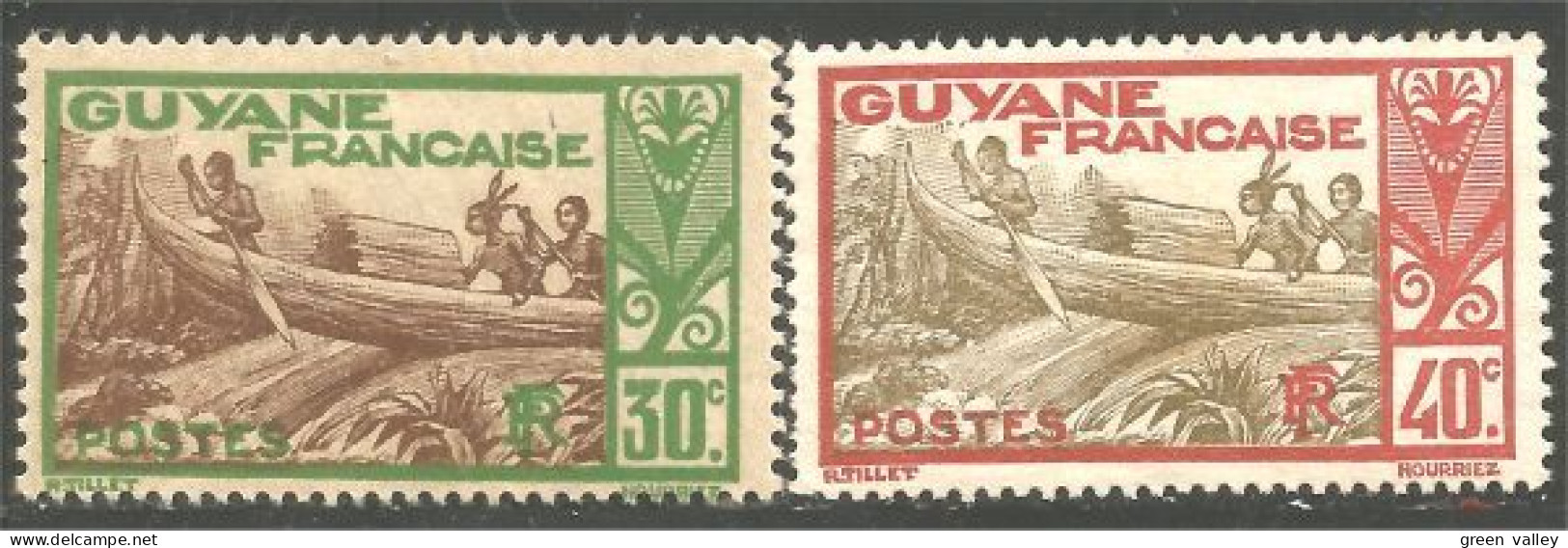 380 Guyane Inini 3c Canot 40c Bateau Boat Schiff MH * Neuf (f3-INI-36) - Archery