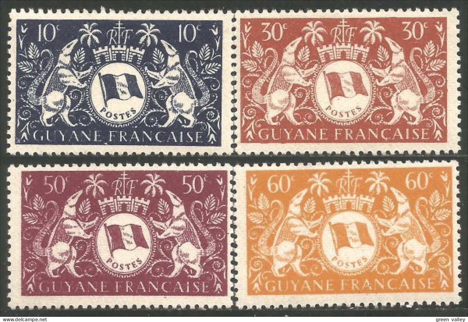 380 Guyane Francaise Série De Londres 10c à 60c MLH * Neuf Legere (f3-INI-34) - Unused Stamps