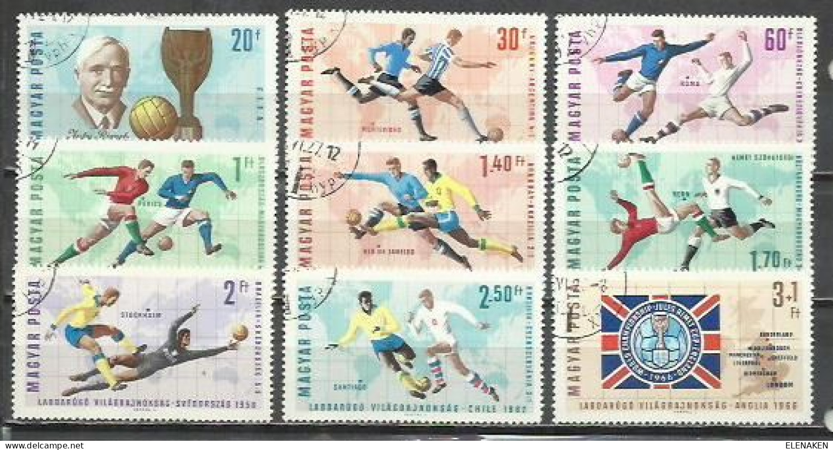 5496-SERIE COMPLETA HUNGRÍA 1966 Nº 1832/1840 FUTBOL DEPORTES COPA DEL MUNDO INGLATERRA. - Used Stamps