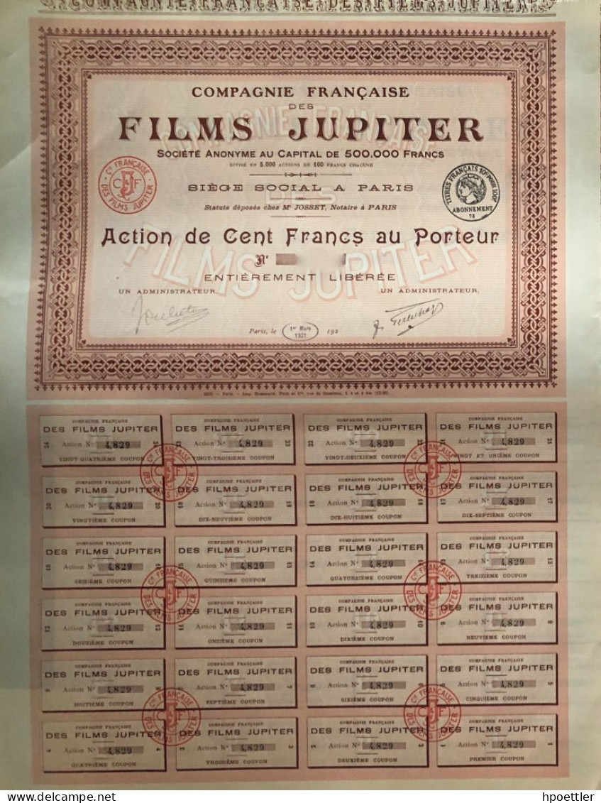 Paris 1921: Compagnie Francaise Des Films Jupiter - Cinéma & Theatre