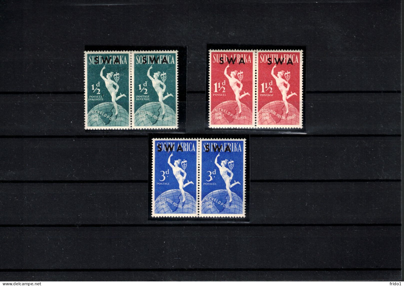 South West Africa 1949 75th Anniversary Of UPU Complete Set In Pairs Postfrisch Mit Falz / LMM - South West Africa (1923-1990)