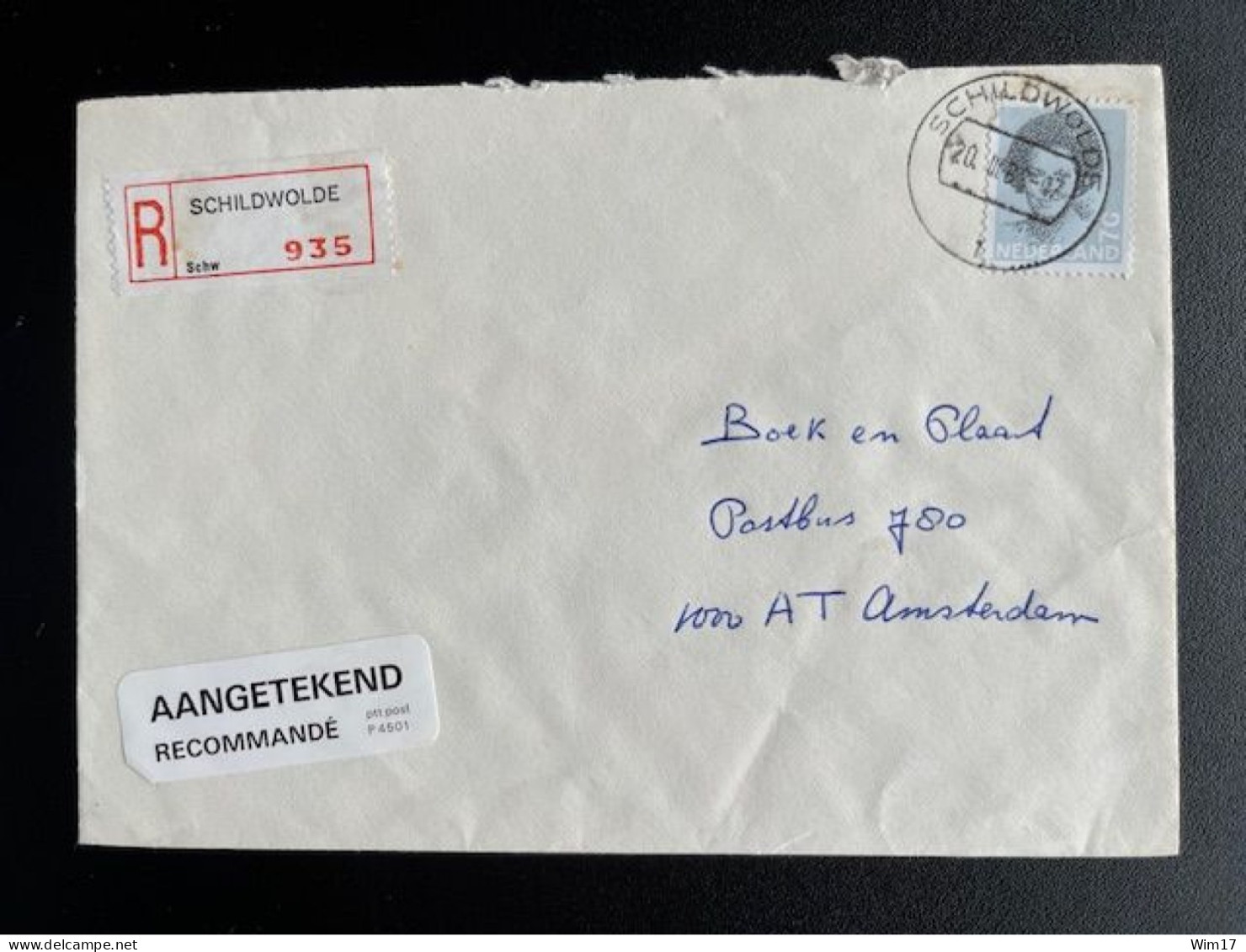 NETHERLANDS 1988 REGISTERED LETTER SCHILDWOLDE TO AMSTERDAM 20-03-1988 NEDERLAND AANGETEKEND - Covers & Documents